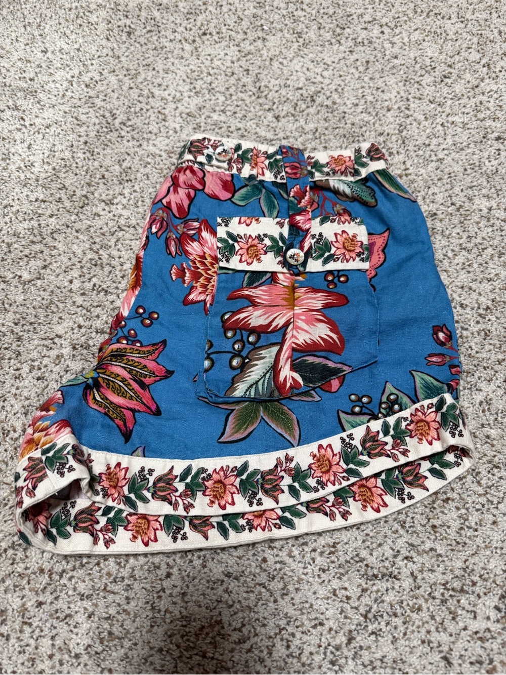 Farm Rio Wonderful Bouquet Blue Linen Shorts - Size L